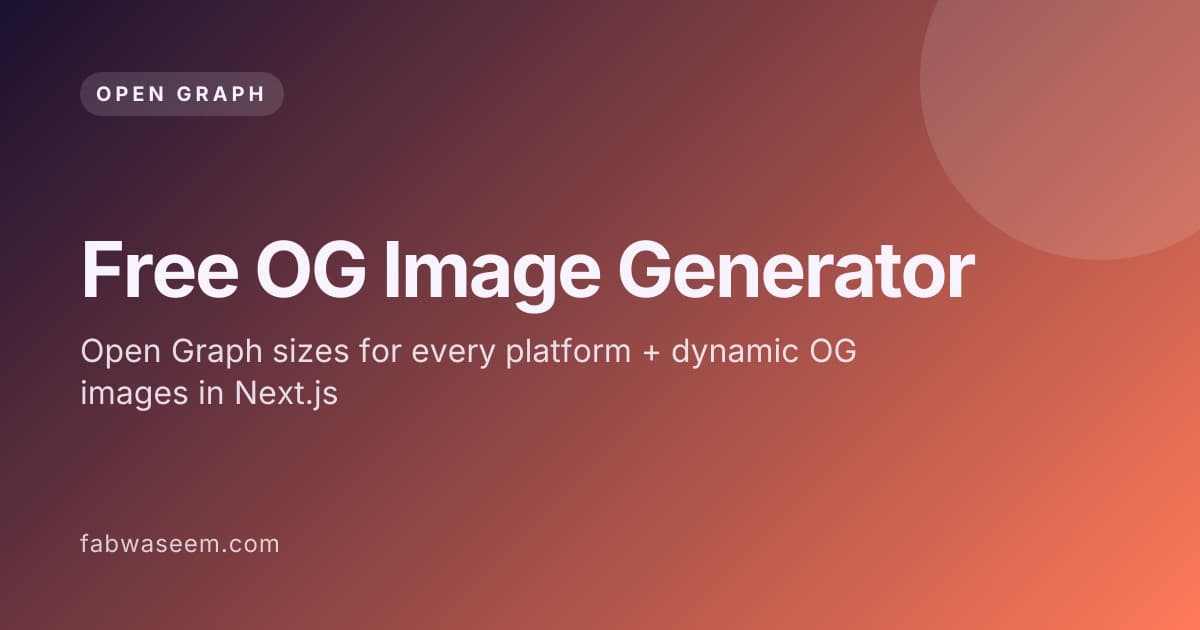 Free OG Image Generator cover: a 1200x630 gradient Open Graph card made with the tool itself